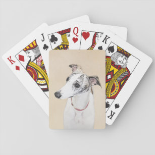 Whippet Painting - Cute Original Dog Art Playing Cards