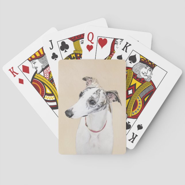 Whippet Painting - Cute Original Dog Art Poker Cards (Back)