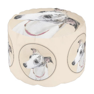 Whippet Painting - Cute Original Dog Art Pouf