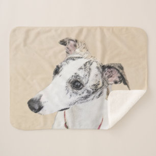 Whippet Painting - Cute Original Dog Art Sherpa Blanket