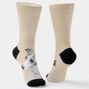Whippet Painting - Cute Original Dog Art Socks