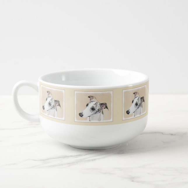 Whippet Painting - Cute Original Dog Art Soup Mug (Right)
