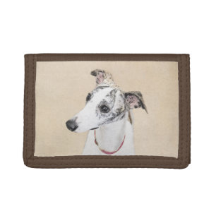 Whippet Painting - Cute Original Dog Art Trifold Wallet