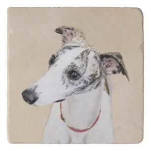 Whippet Painting - Cute Original Dog Art Trivet