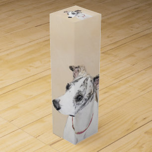 Whippet Painting - Cute Original Dog Art Wine Box