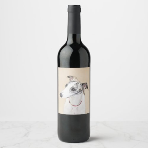 Whippet Painting _ Cute Original Dog Art Wine Label
