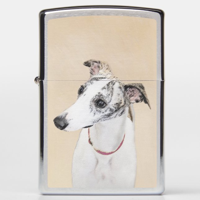 Whippet Painting - Cute Original Dog Art Zippo Lighter (Front)