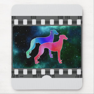 Whippet Pair Galaxy Film Slide Mouse Pad