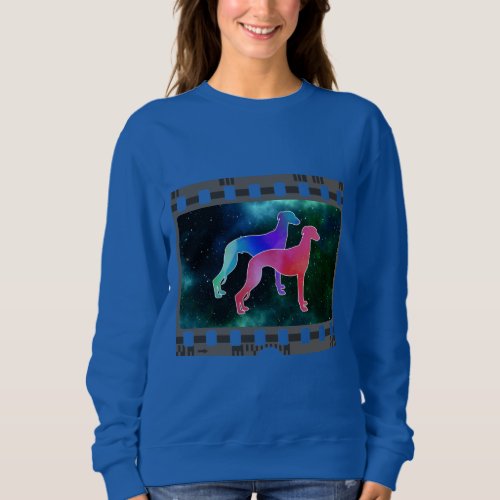 Whippet Pair Galaxy Film Slide Sweatshirt