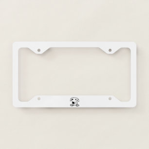 whippet peeking cartoon white license plate frame