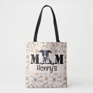 Whippet Peeking Personalized Mom Tote Bag