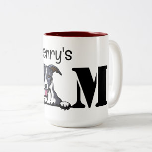 Whippet Peeking Personalized Mom Two-Tone Coffee Mug