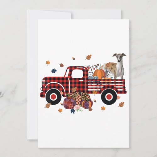 Whippet Pumpkin Truck Thanksgiving Halloween Gift Holiday Card