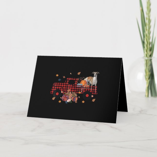 Whippet Pumpkin Truck Thanksgiving Halloween Gift Holiday Card (Front)