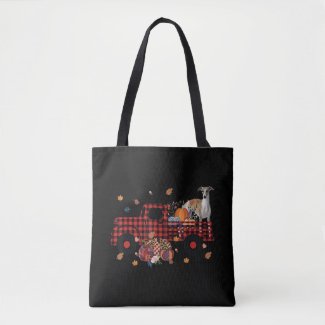Whippet Pumpkin Truck Thanksgiving Halloween Gift Tote Bag