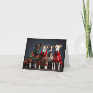 Whippet Puppies Christmas Card
