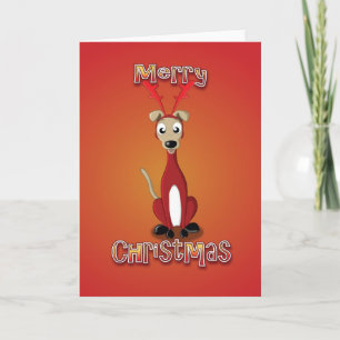 whippet - reindeer costume - merry christmas holiday card