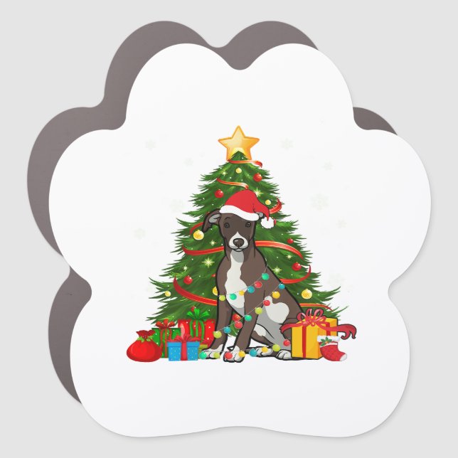 Whippet Santa Christmas Tree Light | Dog Xmas Car Magnet (Front)
