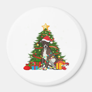 Whippet Santa Christmas Tree Light Dog Xmas Magnet