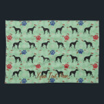 Whippet Shadow Hand Towel<br><div class="desc">A Whippet with a scattering of bones and paw tracks. This design is intended to tile seamlessly.</div>