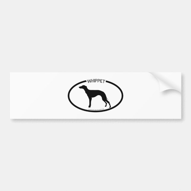 Whippet Silhouette Black Bumper Sticker (Front)