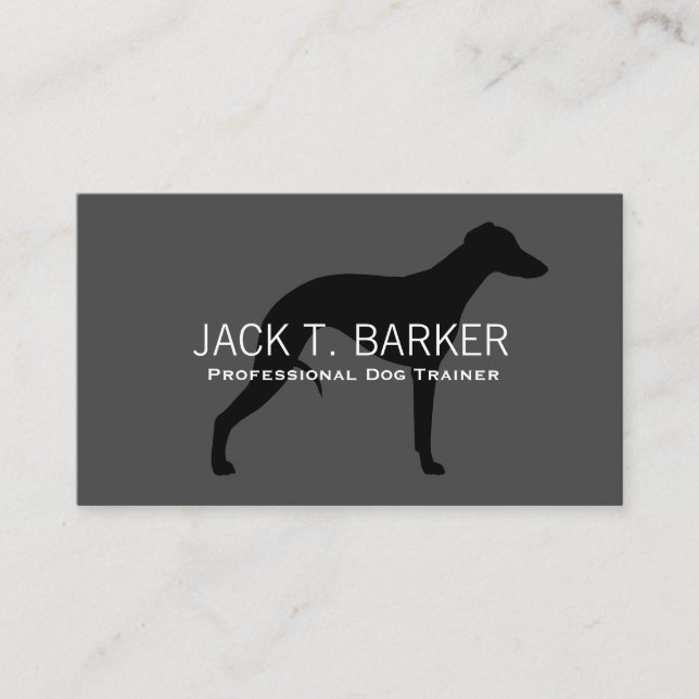 Whippet Silhouette Black on Grey | Pet Dog Business Card (Front)