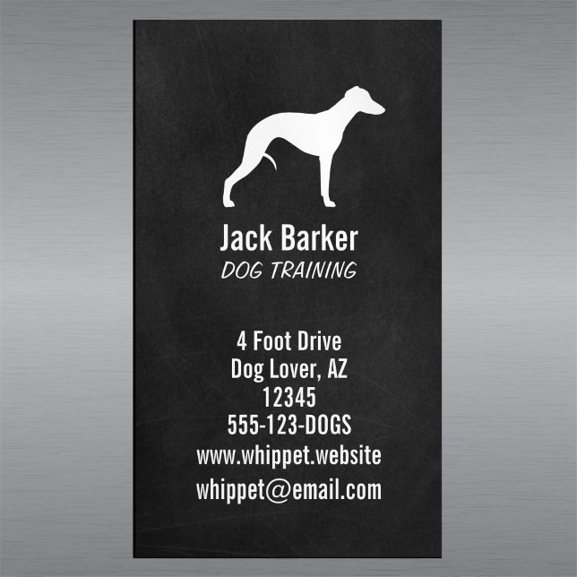 Whippet Silhouette Chalkboard Style | Pet Dog Business Card Magnet (Creator Uploaded)