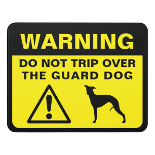 Whippet Silhouette Funny Guard Dog Warning Door Sign