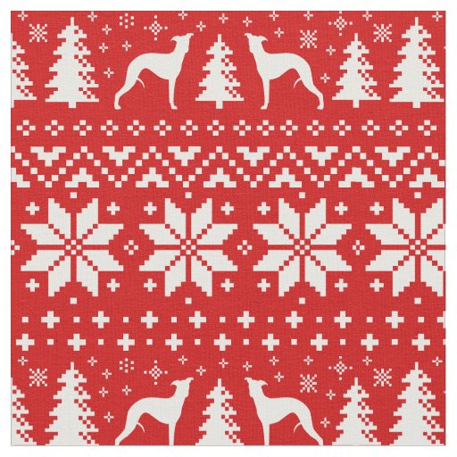 Whippet Silhouettes Dogs Christmas Holiday Fabric