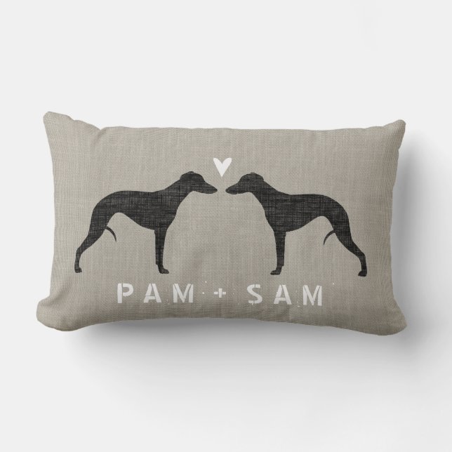 Whippet Silhouettes Love - Personalize Lumbar Pillow (Front)