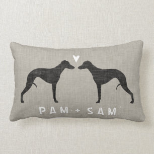 Whippet Silhouettes Love - Personalize Lumbar Pillow