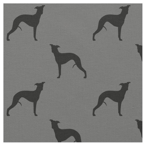 Whippet Silhouettes Pattern | Dog Lover's Grey Fabric