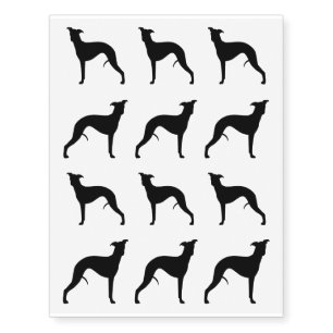 Whippet Silhouettes Temporary Tattoos