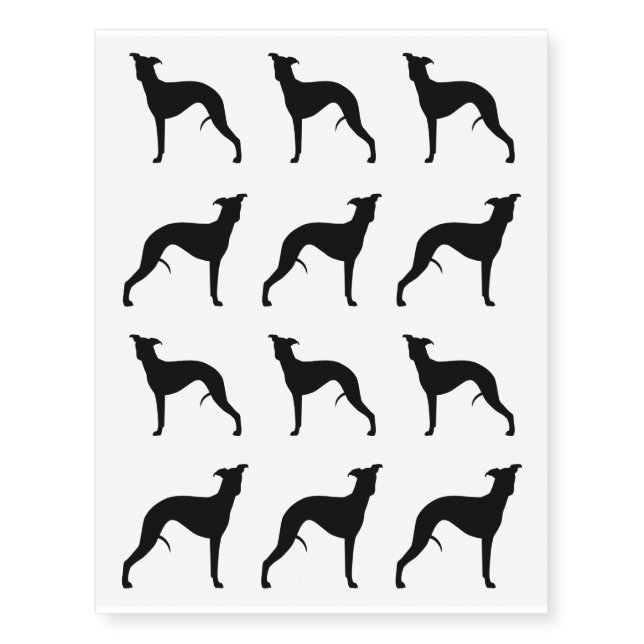 Whippet Silhouettes Temporary Tattoos (Front)