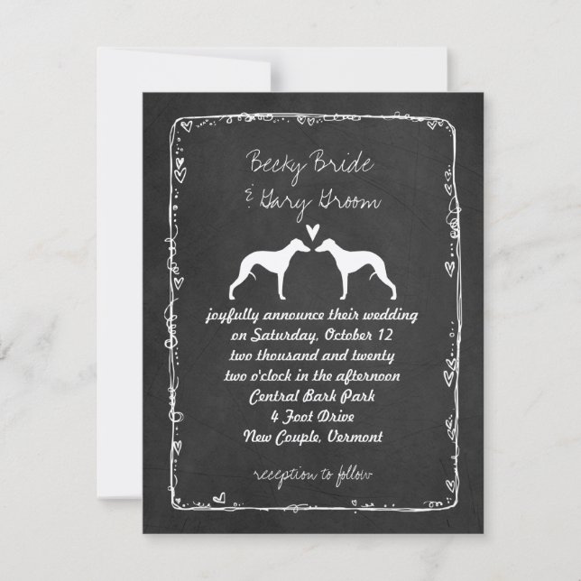 Whippet Silhouettes Wedding Announcement (Front)