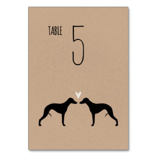 Whippet Silhouettes Wedding Reception Table Card