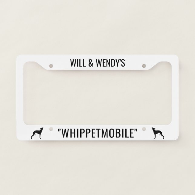 Whippet Silhouettes Whippetmobile Custom License Plate Frame (Front)