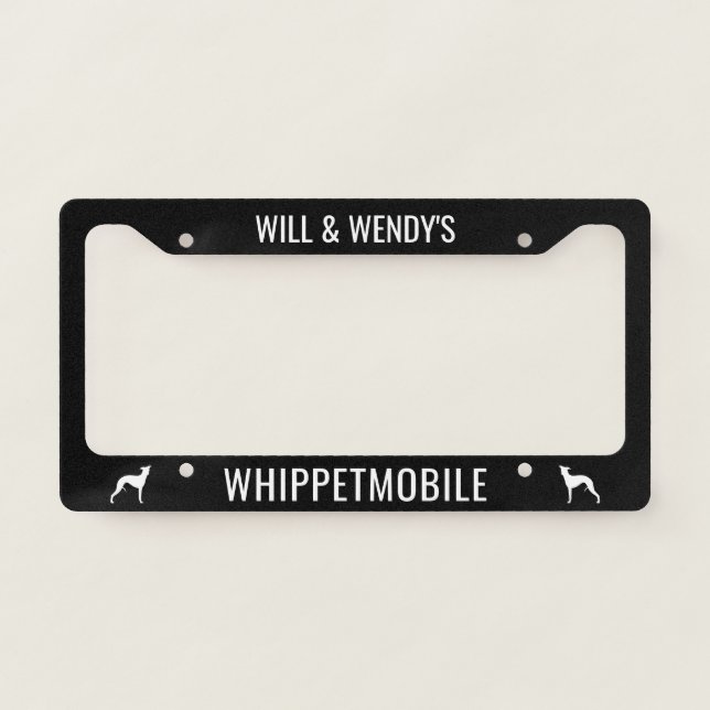 Whippet Silhouettes Whippetmobile Custom License Plate Frame (Front)