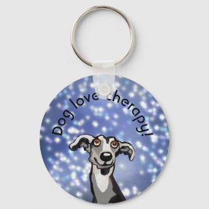 whippet starry night, dog love button keychain