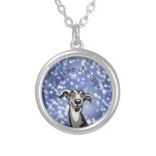 whippet starry night  silver plated necklace