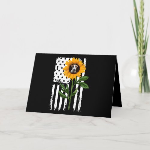 Whippet Sunflower Flag Hippie Whippet Dog lover Card