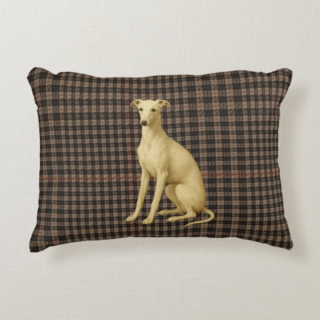 Whippet tartan / plaid / tweed accdent cushion (Front)
