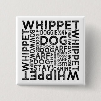 Whippet Typography Pinback Button