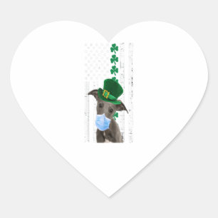 Whippet Wearing A Face Mask Flag Shamrock Gift Heart Sticker