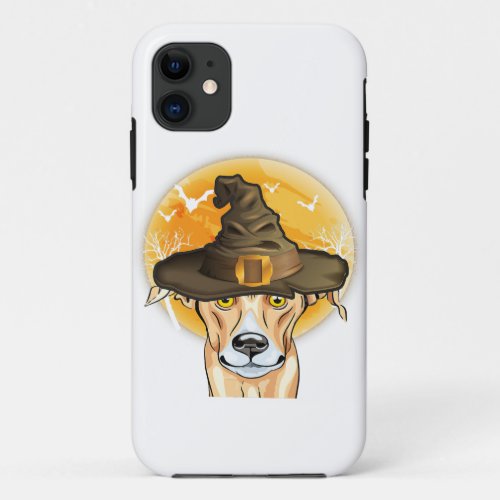 Whippet Witch Hat With Moon  Halloween Dog Lover iPhone 11 Case