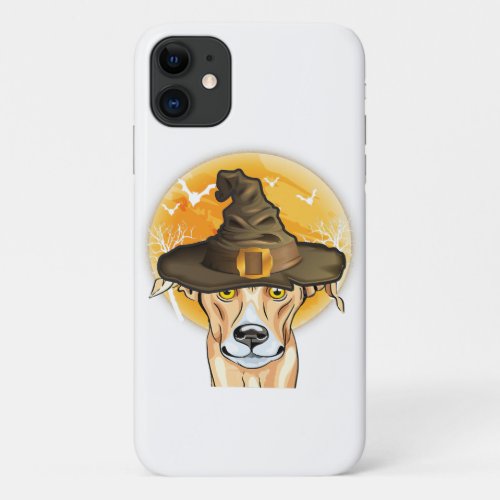 Whippet Witch Hat With Moon  Halloween Dog Lover iPhone 11 Case