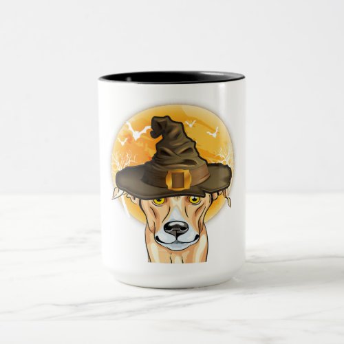 Whippet Witch Hat With Moon  Halloween Dog Lover Mug