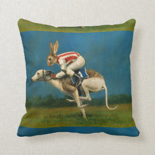 Whippet With Rabbit Jocky Throw Cushion