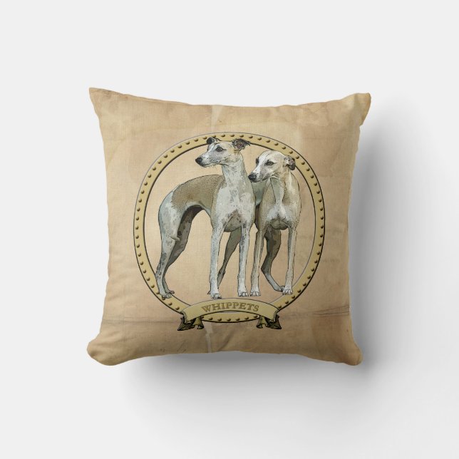 Whippets couples throw pillow (Front)