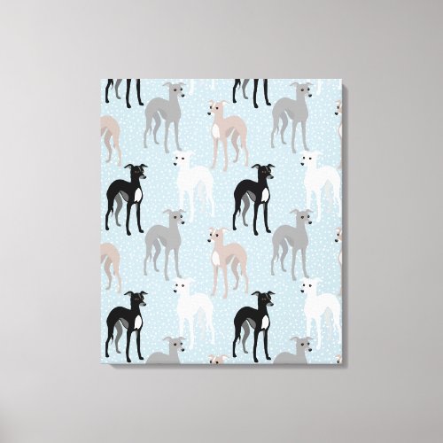 Whippets or Italian Greyhounds Elegant Pattern Canvas Print